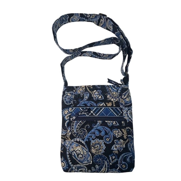 VERA BRADLEY Windsor Navy Paisley HIPSTER Crossbody Bag Purse Retired Patern GUC - Picture 1 of 13